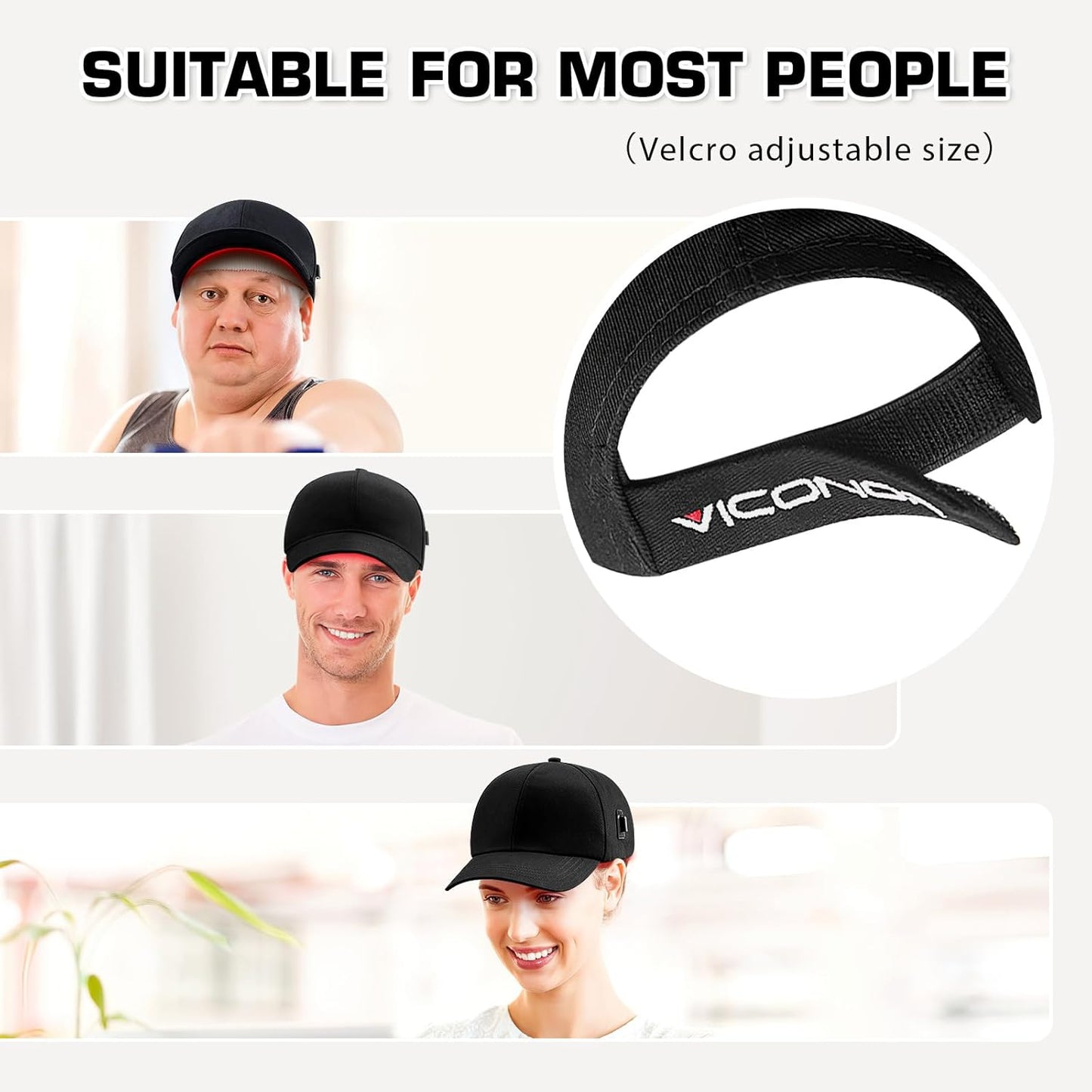 Laser Hair Growth Cap, Red Light Therapy for Hair Growth for Men and Women, Black Cap