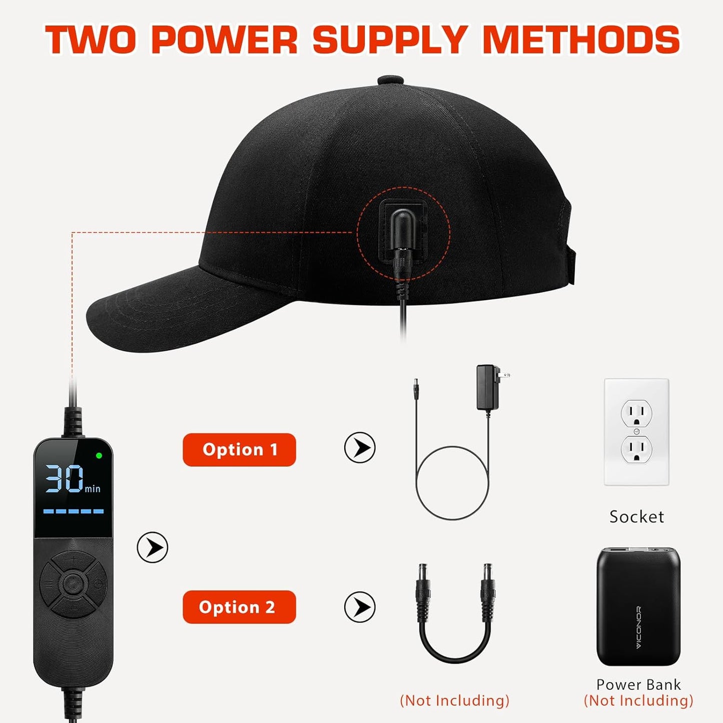 Laser Hair Growth Cap, Red Light Therapy for Hair Growth for Men and Women, Black Cap