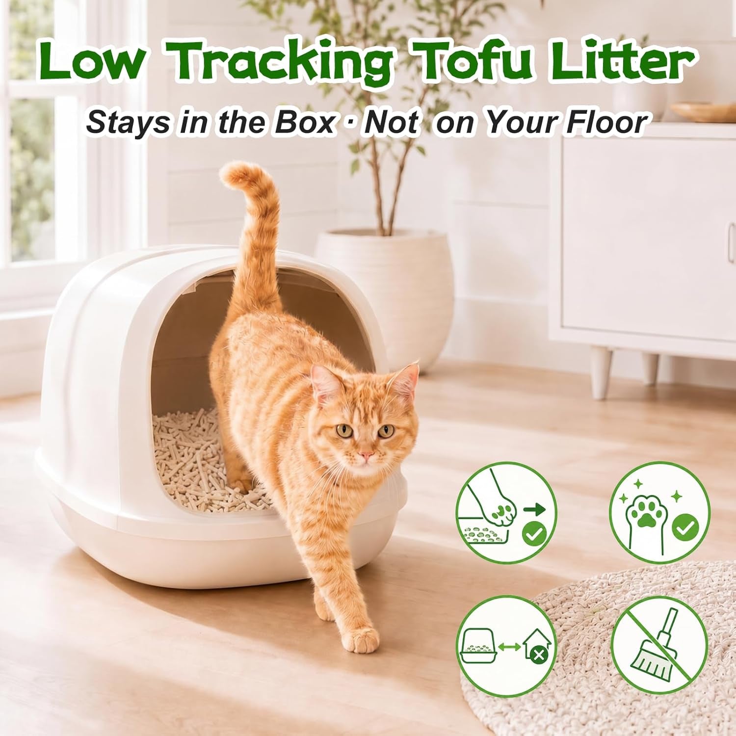Tofu 100% Natural Plant-Based Cat Litter Unscented Dust-Free and Respiratory Friendly Low Tracking Fast Clumping for Multi-Cat Homes 9LB