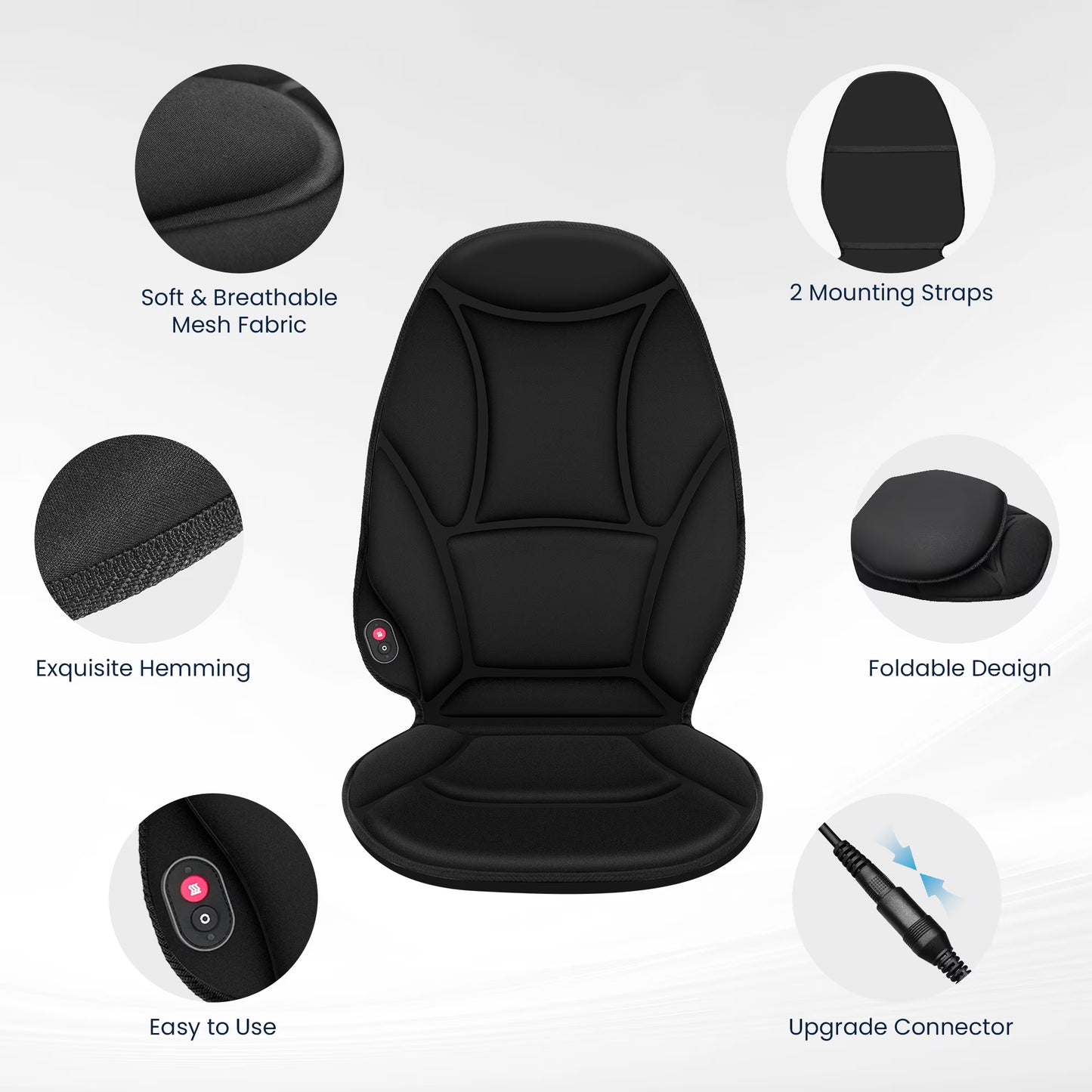 Vibration Seat Cushion Massager with Heat, Back Massager Chair Pad for Home Office Car, Black, Gifts