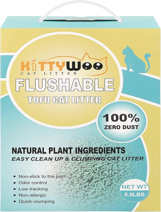 Tofu Cat Litter, Natural Flushable Cat Litter Easy Clumping Kitty Litter Low Tracking Dust Free & Ultra Odor Control Cat Litter (Green Tea)