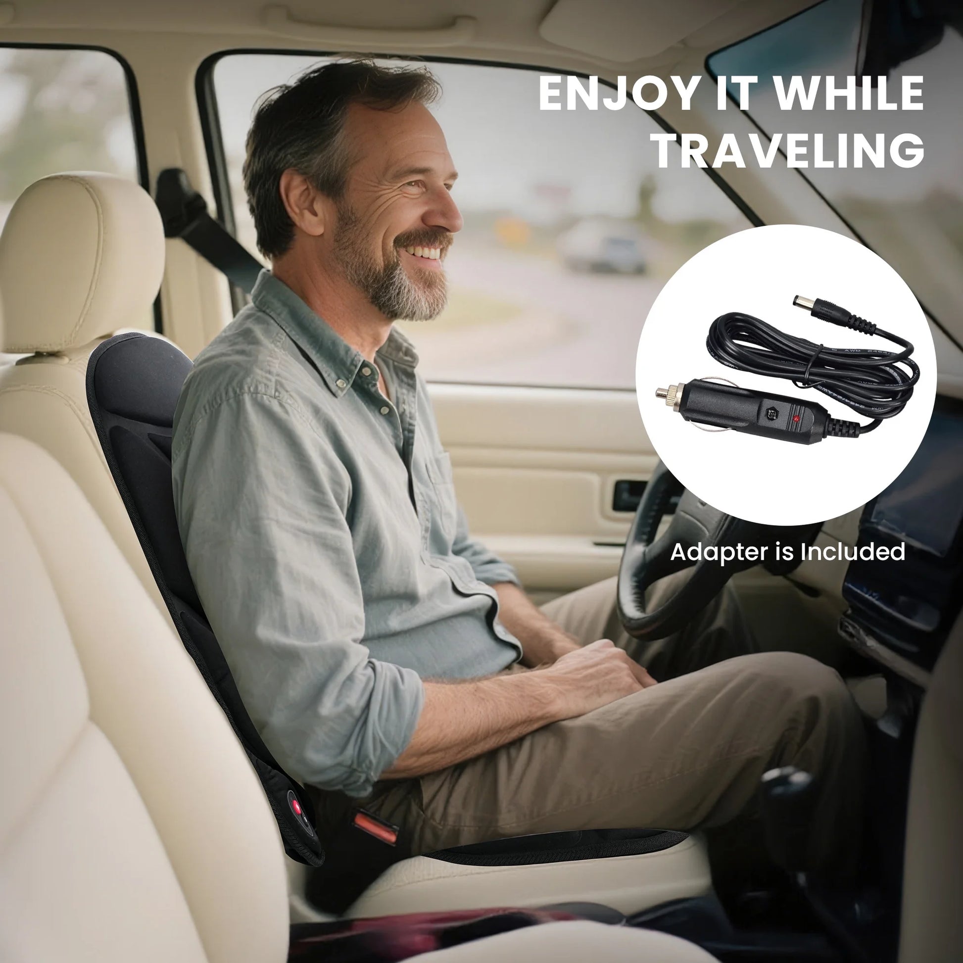 Vibration Seat Cushion Massager with Heat, Back Massager Chair Pad for Home Office Car, Black, Gifts