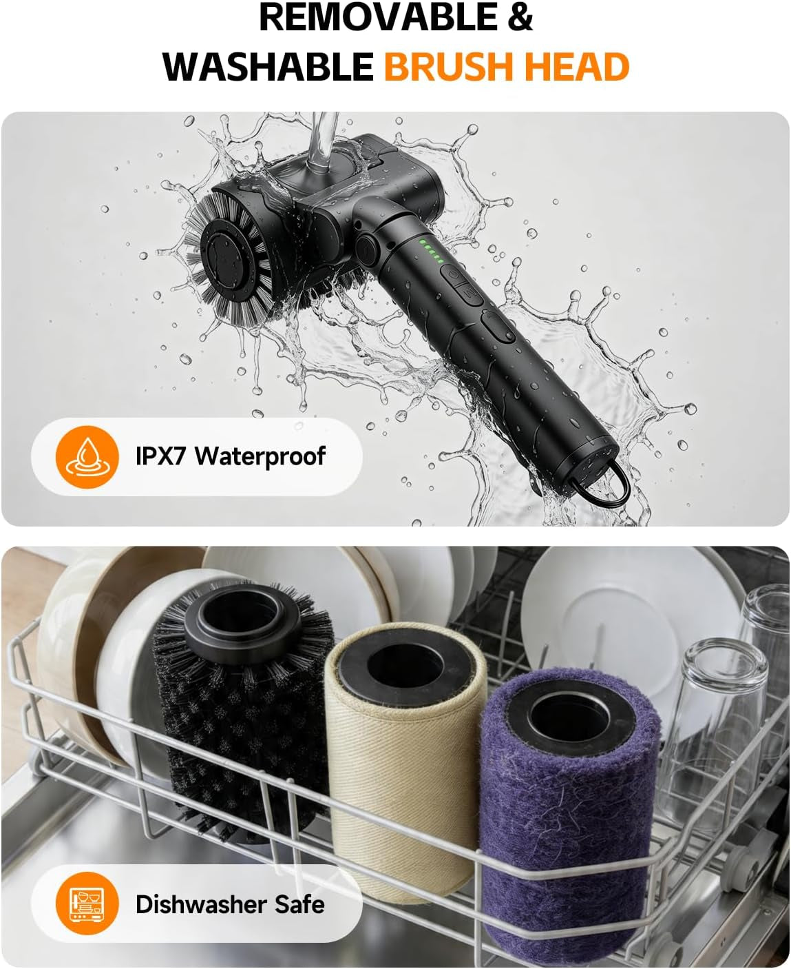 Electric Grill Brush, 2026 Upgraded 3-In-1 Kit BBQ Grill Cleaner with 3 Heads, 3-Speed, Angle Adjust & 150 Mins Runtime, Cordless Rechargeable Grill Brush for Outdoor Barbecue Grates (Black)