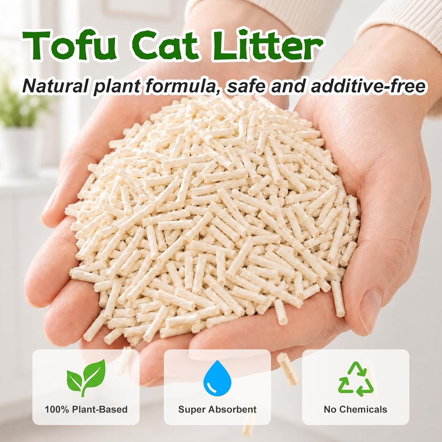 Tofu 100% Natural Plant-Based Cat Litter Unscented Dust-Free and Respiratory Friendly Low Tracking Fast Clumping for Multi-Cat Homes 9LB