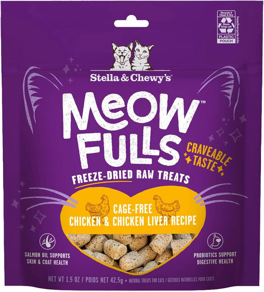 Meowfulls Freeze Dried Cat Treats Chicken & Chicken Liver Recipe - 1.5Oz
