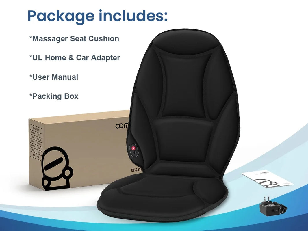 Vibration Seat Cushion Massager with Heat, Back Massager Chair Pad for Home Office Car, Black, Gifts